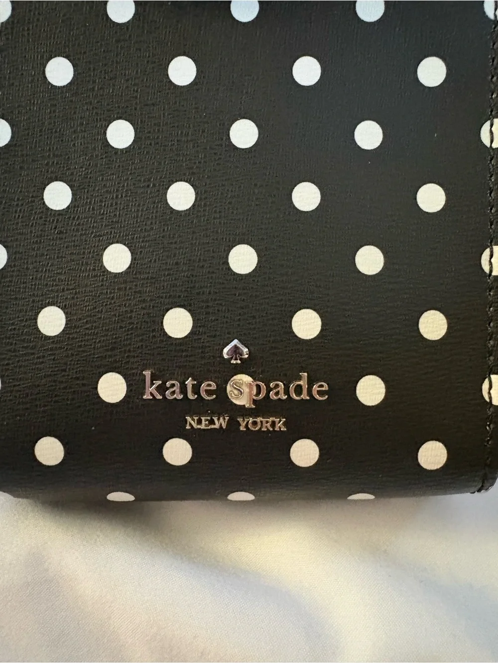 kate spade Black and White Polka Dot Crossbody with Red Bow